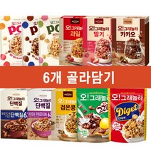 오리온 오그래놀라 팝 현미아몬드 카카오 딸기 검은콩 다이제 시리얼 11종 3+3(총6개), 단백질넛츠초콜릿 275g 3개, 과일 275g 3개