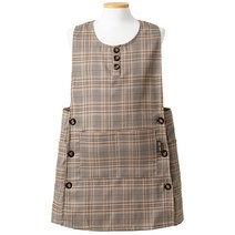 로사홈 원피스 어린이집 유치원 식당 주방 업소용 예쁜 단추 앞치마, 밤색, 1개