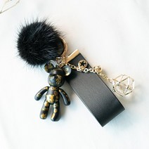 정녕마켓 곰돌이 포포베 가죽 핸드메이드 자동차 키링 에어팟키링 키홀더 (3종)