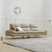 [1월 구매이벤트] 한샘 엠마 컴포트 천연면피가죽 4인용 소파 3종/택1, 페더 화이트(A)