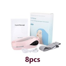 V-라인 리프트 업 벨트 EMS 페이셜 마사지 턱 머신 레드 블루 라이트 LED 페이스 슬리밍 진동 리프팅 장치, [05] 8pcs Pink