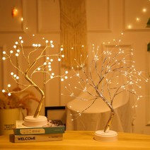 무드등 선물 인테리어 건전지 집들이 LED USB 신혼 트리 겸용 수면등 자작나무 스탠드 조명, 물방울골드