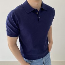 RT 머슬핏 세인트 단추카라 니트 반팔 티셔츠