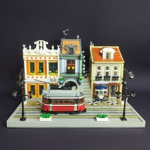 호환블럭 레고 89107 5910pcs jiestar 전문가 moc 스트리트 뷰 라이온 펍 클럽 모듈러 하우스 벽돌 모델 빌딩 블록 장난감 그랜드 백화점, 오리엔탈 기차역