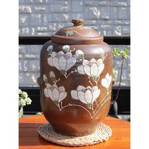 소금 항아리 쌀독 항아리 고귀함을 뜻하는 목련 그림 10KG, 항아리 구매