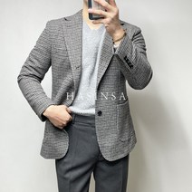 제랄드 울 하운드 체크 싱글 자켓