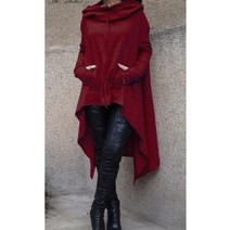 여성카라티 단색 롱 후드 스웨터 가을 및 겨울