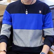 가바바 남성 라운드니트 기모 삼색 포인트 캐주얼 스웨터 G23081