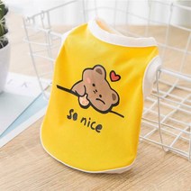 강아지 고양이 옷 곰돌이 쿨 나시 여름 실내복 얇은 골지 민소매 티셔츠