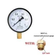 진공 토르 게이지 압력 물/공기 100mm 다이얼 가스 물 범용 미터 스레드 M20 x 1.5 단위 Mpa, [18] -0.1 - 1.5Mpa, [04] With 1-2 적응er