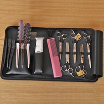 다이어리형 지퍼 미용 가위집 5정용, 1개, 황토색