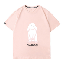 YAPOGI흰토끼프린트 여름 코디 순면 반팔티셔츠 남성여성