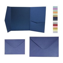 색상 25 피스/몫 서명 포켓 봉투 매칭 세트, Navy 블루_With RSVP envelop