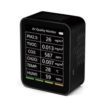 이산화탄소측정기 실내공기질관리법 WIFI 6 In 1 공기질 감지기 Tuya CO2 테스터 PM25 TVOC CH2O 포름알데히드 모니터 TFT 디스플레이 센서 측정기 분석, Black without Wifi+Black witho