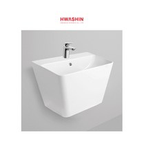 [화신세라믹] 크린스 HSL 607J 반다리 일체형 세면기 플랫형 세면대, 세면기 부속 X, 1개