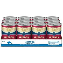 대용량 강아지사료 건식 블루 버팔로 프리덤 그레인 프리 천연 대형견 습식 개 사료 12.5oz 캔(12팩), 쇠고기