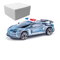 빛과 음악 차량 투명 다이캐스팅 비산 방지 장난감 전기 자동차 관성 어린이 선물, [07] With foam box