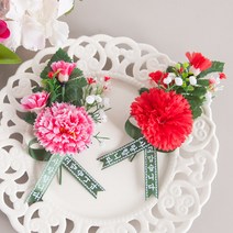 3송이 카네이션 코사지 (벌크) 조화 꽃 어버이날 감사 선물 FAICFT, 레드