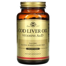 솔가 코드리버오일 Cod Liver Oil 비타민 Vitamins A & D 250 소프트젤, 1개, 250정