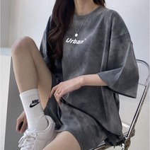 베튜 여성 물나염 타이다이 패턴 반팔 트레이닝 셋업