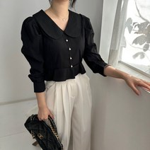 진주콩단추 카라블라우스