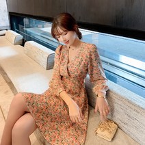 스커트 플라워 원피스 숏스 타일 2021 여름 단소, T03-L, C03-오렌지색