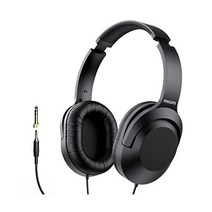필립스 6.3mm(1/4인치) 애드온 어댑터로 팟캐스트 컴퓨터 키보드 및 기타용 스튜디오 모니터링 녹음 헤드셋용 오버 이어 유선 스테레오 헤드폰, 블랙._One Size