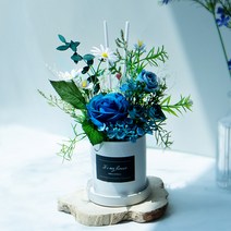 센터피스 디퓨저 개업 승진 축하 선물 돈들어오는 화분 해바라기 블루 장미 실내 방향제, 코튼블라썸, 블루장미