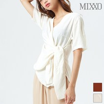 미쏘 허리 리본 사선 블라우스 MIWBW9811S
