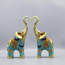 sugutee Good Luck 가정용 대형 코끼리 조각상 장식 코끼리 홈 데코 코끼리 트렁크 업 포함(2 피스), 9