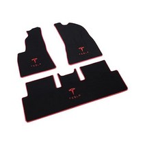 테슬라 모델 3 자동차 바닥 매트 맞춤형 핏 오리지널 공장 디자인 올 블랙 카펫 로고 자수, 3L/R