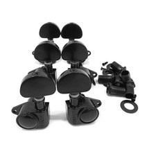 6pcs 기타 머신 헤드 페룰 스일드 부싱 스크류 오른쪽 왼쪽 왼쪽 인라인 잠금 튜너 튜닝 키 페그, 검은색