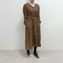 하이디 빈티지 복고풍 잔꽃 꽃무늬 플라워 허리끈 롱 원피스