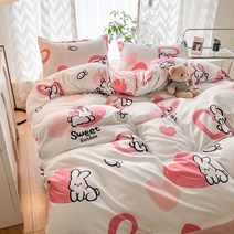 환상적인 새로운 알로에 베라 코튼 스킨 친화적 인 인쇄 된 4 피스 세트 벌거 벗은 슬리핑 침대 시트 퀼트 커버 기숙사 3 피스 침구 세트