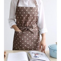 주방 물튀김 방수 앞치마 땡땡무늬 촬영용 카페앞치마, 브라운