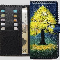 아마도 가죽공방 통가죽 폰케이스 돈을부르는 금천수 돈나무 카드분실방지 오만원권수납