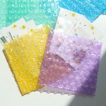 하트 포카 스티커 탑로더 포장 컬러 뽁뽁이 에어캡 안전 봉투 2size, 네온그린 L(20X20)