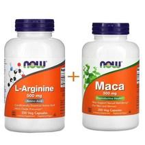 [나우푸드 2종세트] L-아르기닌 500mg 250정 베지캡슐 + 마카 500mg 250정 베지캡슐, 1세트