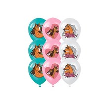 승마복 만화 테마 스피릿 승마 생일 파티 풍선 종이컵 식기 배너 케이크 토퍼 파티 용품, 10 Balloon 12pcs