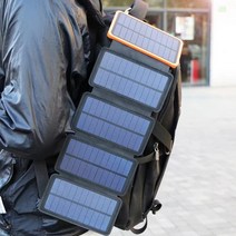 태양광 충전기 휴대용 캠핑용 태양열 보조배터리 접이식, 오렌지  - 16000mAh