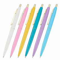 빅(Bic) 볼펜 클릭 골드 0.5 유성 블랙 매끄러운 파스텔 칼라 6개 세트 CLG05-PST ビック(Bic) ボールペン クリックゴールド 0.5 油性 黒 なめらか パステルカラー