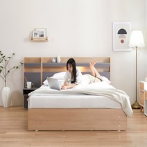 쏘유 LED 3단수납형침대+독립CL라텍스20폼 Q, 콤비