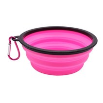 곡물 이송기 휴대용 접이식 실리콘 애완 동물 그릇 350ML/1000ML 강아지 음식 용기 야외 캠핑 개 액세서, 07 Pink_02 650ml