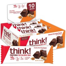 씽크씬 린 프로틴 앤 파이버 바 40g 프로틴 10g 글루텐 프리, 청키 초콜릿 피넛(Chunky Chocolate Peanut), 10개입
