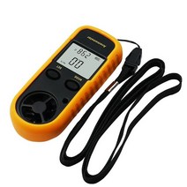 풍량계 풍향풍속계 디지털 풍속계2-in-1 미니 풍속계 디지털 고정밀 임펠러 볼륨 온도 테스터 야외 측정, 노란색, 01 YELLOW