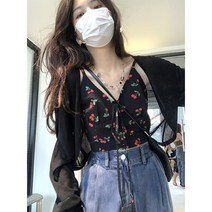니트 래쉬가디건 숏 톱 여 이른 봄 프렌치 쁘띠 민소매 기질 케이프 아우터 블라우스