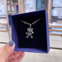 스와 로브 스키 곰 목걸이 여성 하트 크리스탈 테디 베어 가벼운 고급 틈새 쇄골 체인 펜던트 쥬얼리