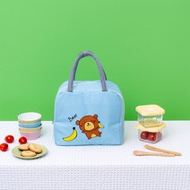 포그망 캐릭터 도시락가방 보냉보온백 피크닉 캠핑 휴대용 쿨러백, 스카이블루 곰_캐릭터 보냉백