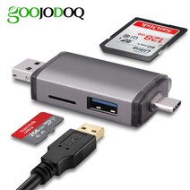충전독 goojodoq 카드 리더 micro usb 2.0 type c to sd sd, 스페이스 그레이