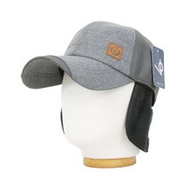 베이직엠 남성 겨울 방한 귀마개 등산모자 볼캡 앞면 일자퀄팅 사이드가죽패치 H